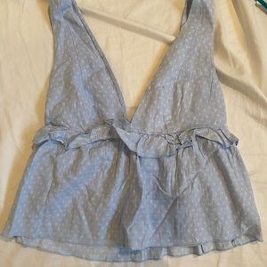 Urban Outfitters Blue V neck cropped blouse